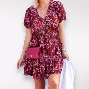 Madewell Ruffle Wrap Crepe Dress Windowbox Floral Size 8